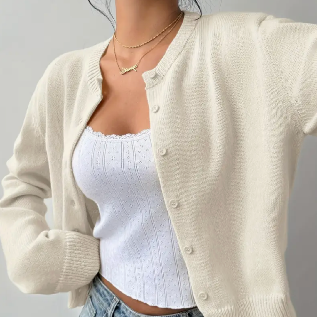 Fiona | Women's Cropped Cardigan Sweater with Button Closure & Modern Fit 2