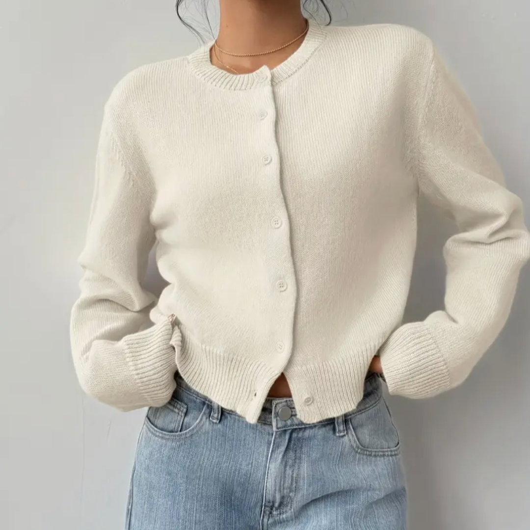 Fiona | Women's Cropped Cardigan Sweater with Button Closure & Modern Fit 4