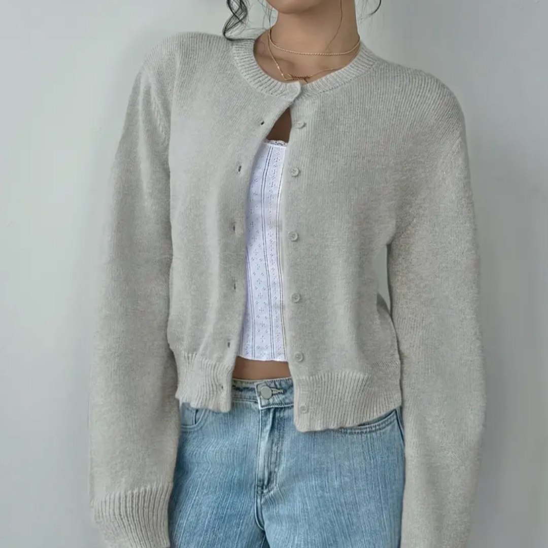Fiona | Women's Cropped Cardigan Sweater with Button Closure & Modern Fit 5
