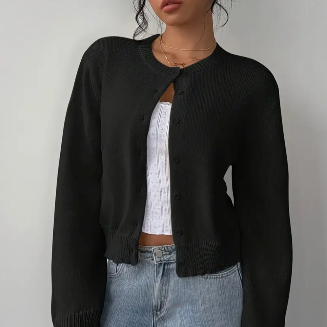 Fiona | Women's Cropped Cardigan Sweater with Button Closure & Modern Fit 8