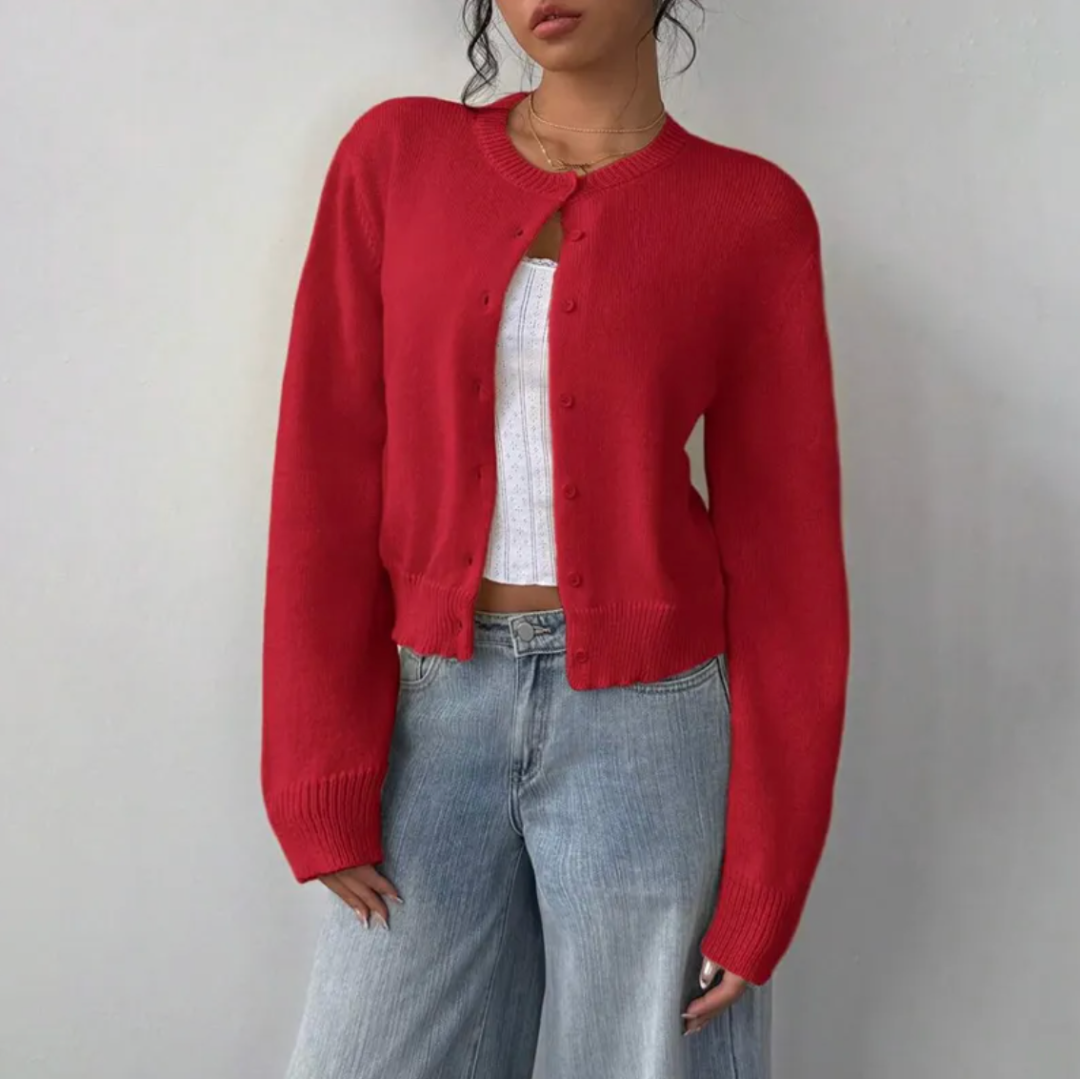 Fiona | Women's Cropped Cardigan Sweater with Button Closure & Modern Fit 9