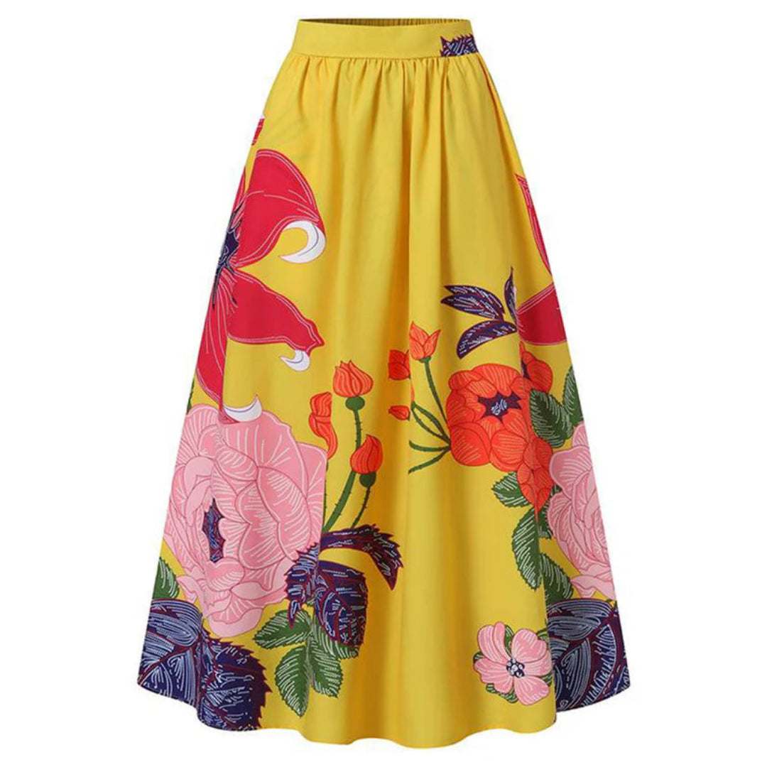 Floral Collection | Women's Maxi Skirt with High-Waisted Design & Pockets 5