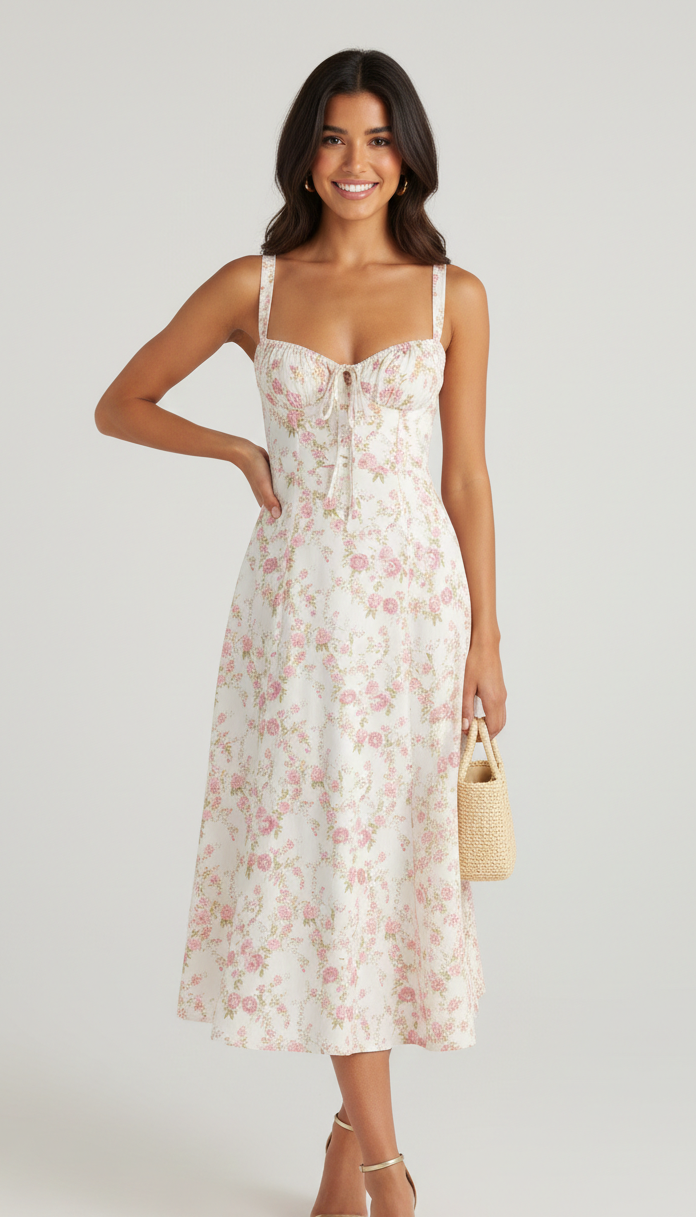 Midi Dress with Corset Detail