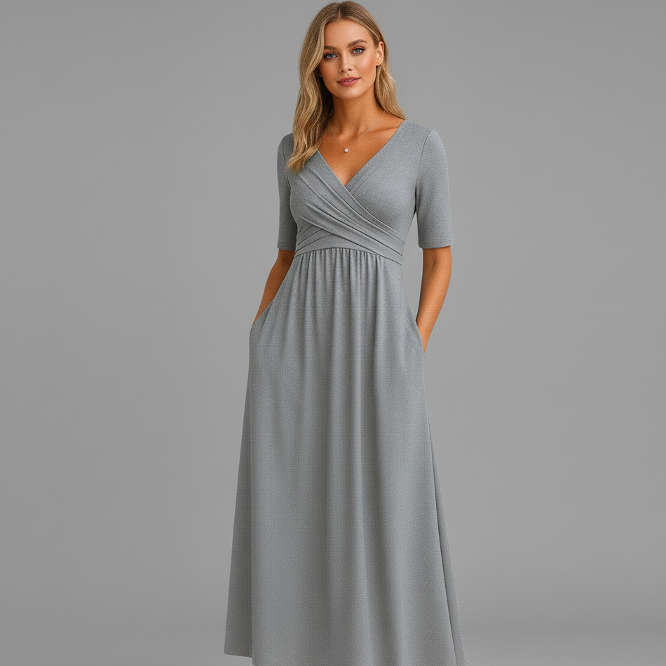 Women’s V-Neck Midi Dress – Chic Collection
