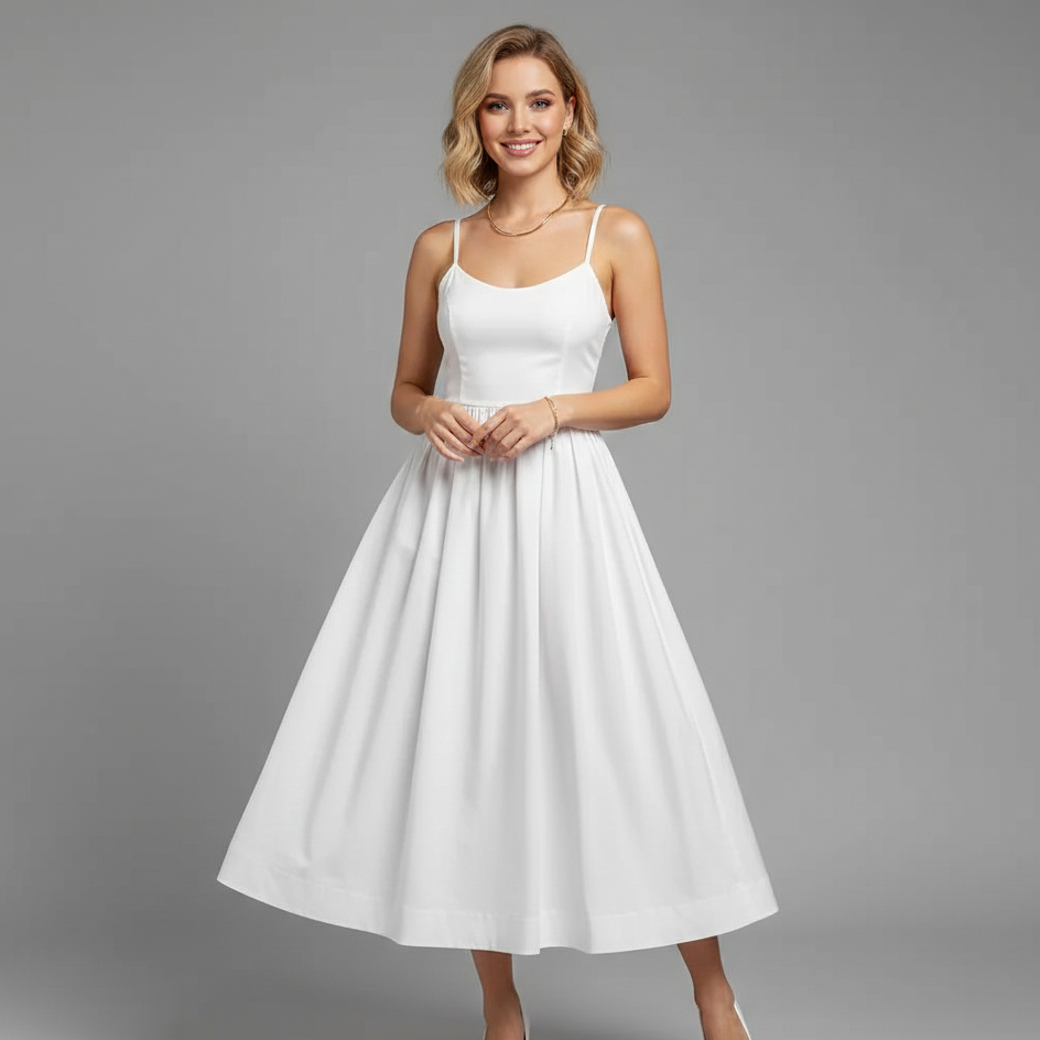 Midi Dress with Flattering A-Line Skirt