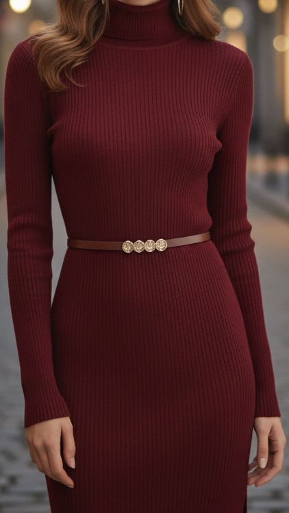 Grace | Women's Dress with Elegant Midi Silhouette & Long Sleeves 1