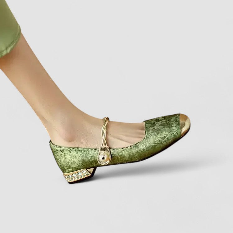 Ivy Collection | Women's Heels with Pearl Strap & Elegant Block Design 3