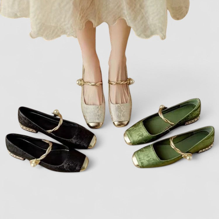Ivy Collection | Women's Heels with Pearl Strap & Elegant Block Design 4
