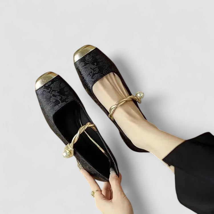 Ivy Collection | Women's Heels with Pearl Strap & Elegant Block Design 7