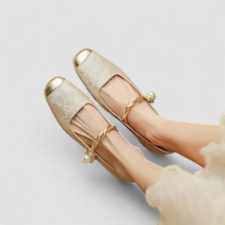 Ivy Collection | Women's Heels with Pearl Strap & Elegant Block Design 9