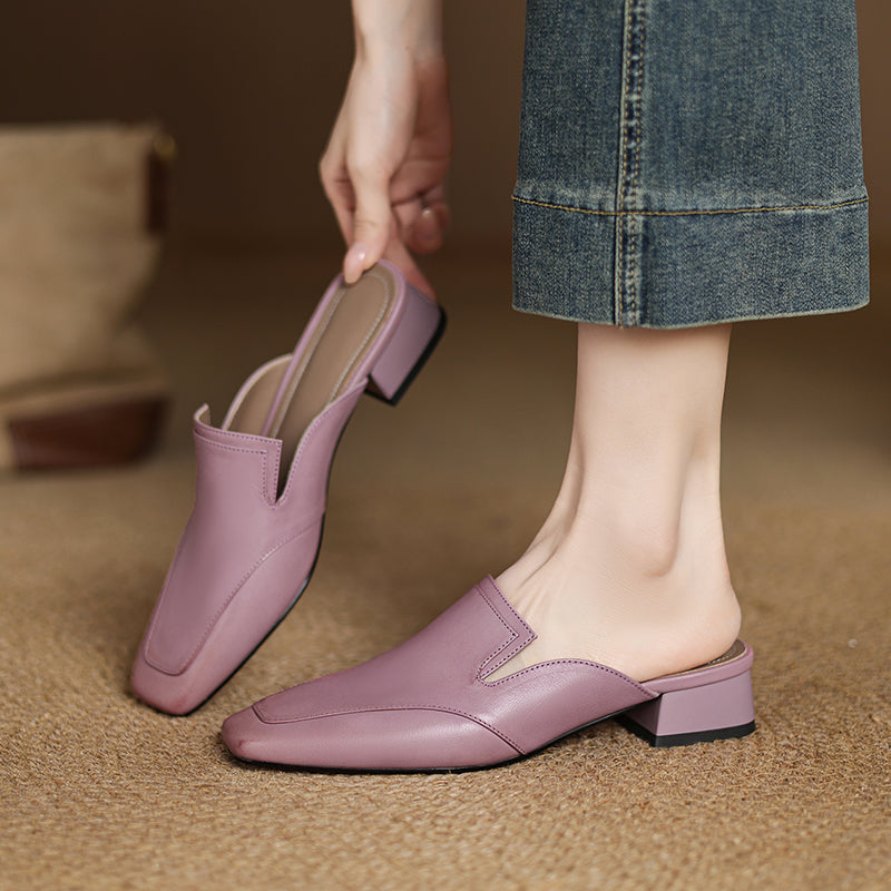 Liam | Elegant Cushioned Leather Mules Womens 0