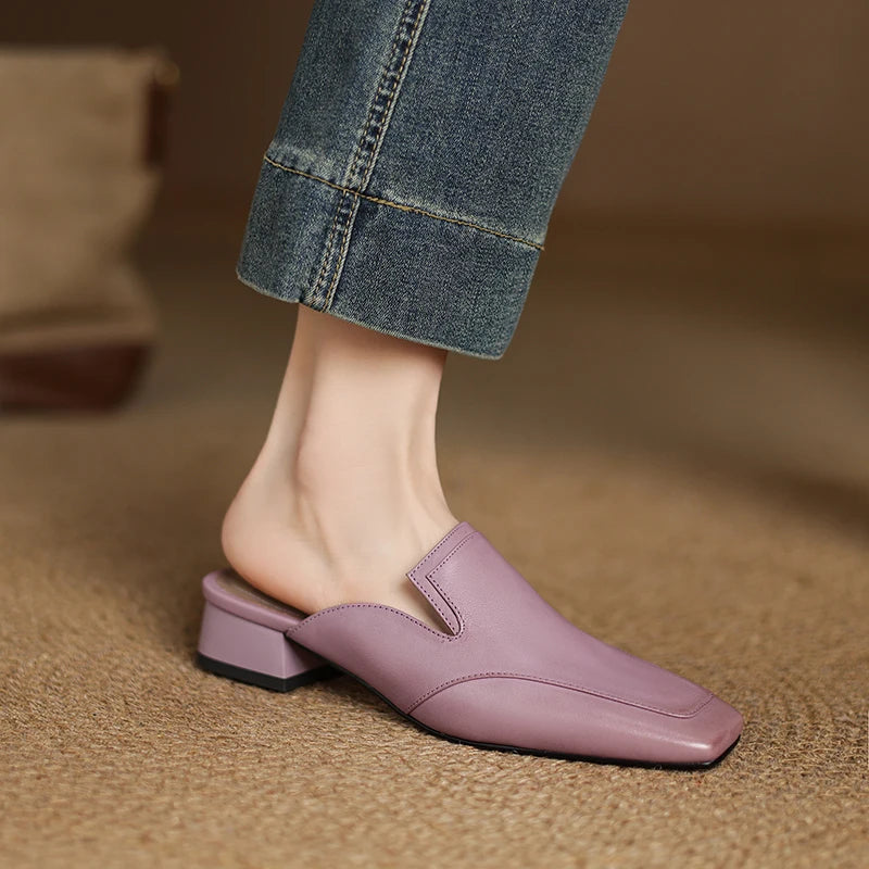 Liam | Elegant Cushioned Leather Mules Womens 1
