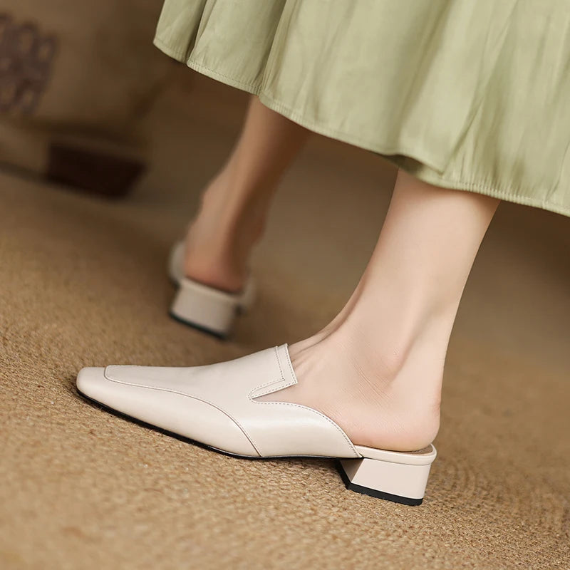 Liam | Elegant Cushioned Leather Mules Womens 8