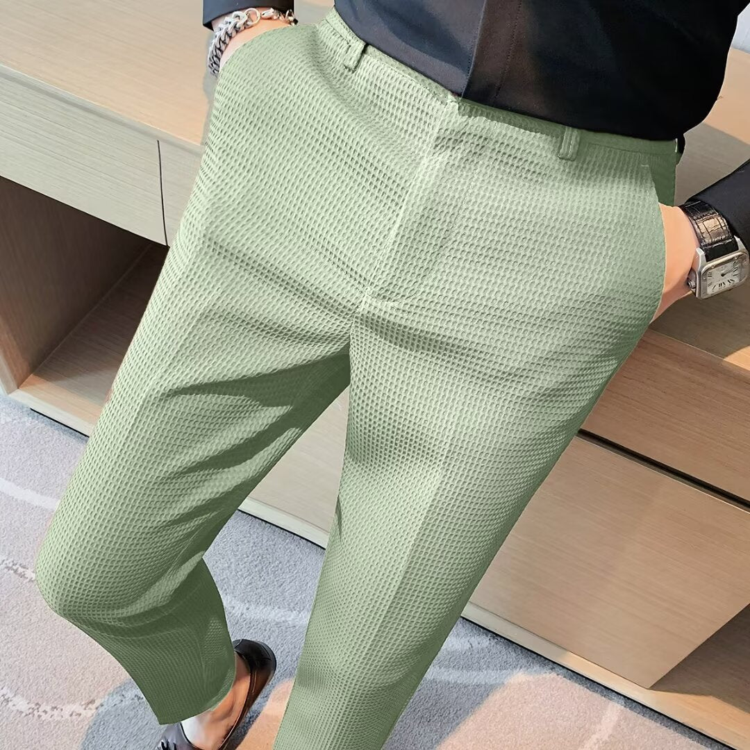 Liam | Textured Slim Fit Mens Dress Trousers 1