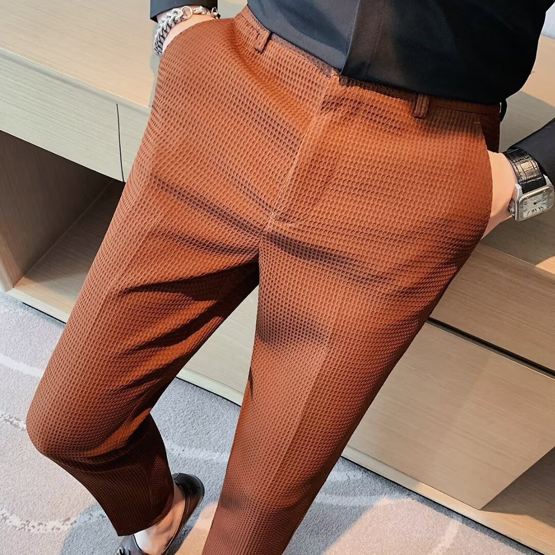 Liam | Textured Slim Fit Mens Dress Trousers 3