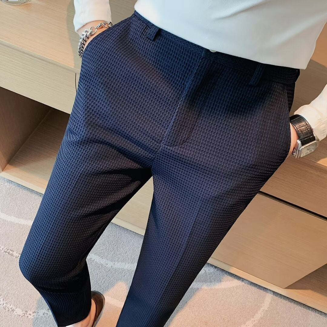 Liam | Textured Slim Fit Mens Dress Trousers 4