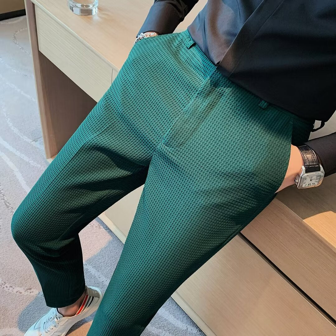 Liam | Textured Slim Fit Mens Dress Trousers 5