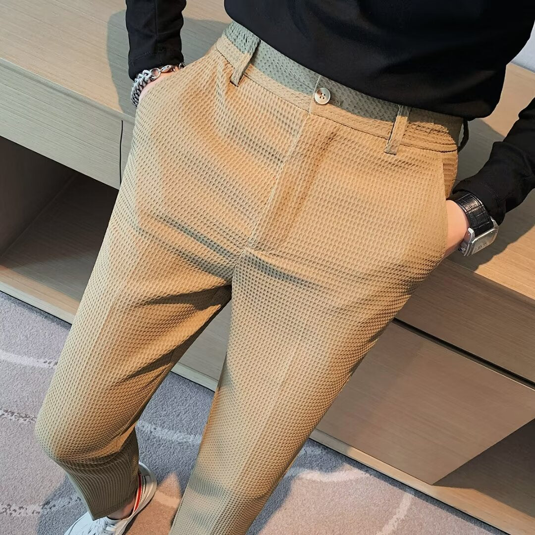 Liam | Textured Slim Fit Mens Dress Trousers 6