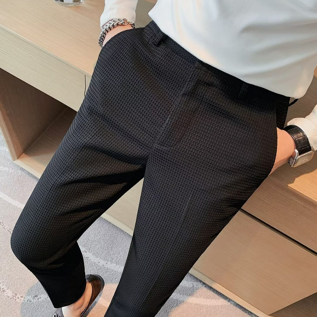 Liam | Textured Slim Fit Mens Dress Trousers 7