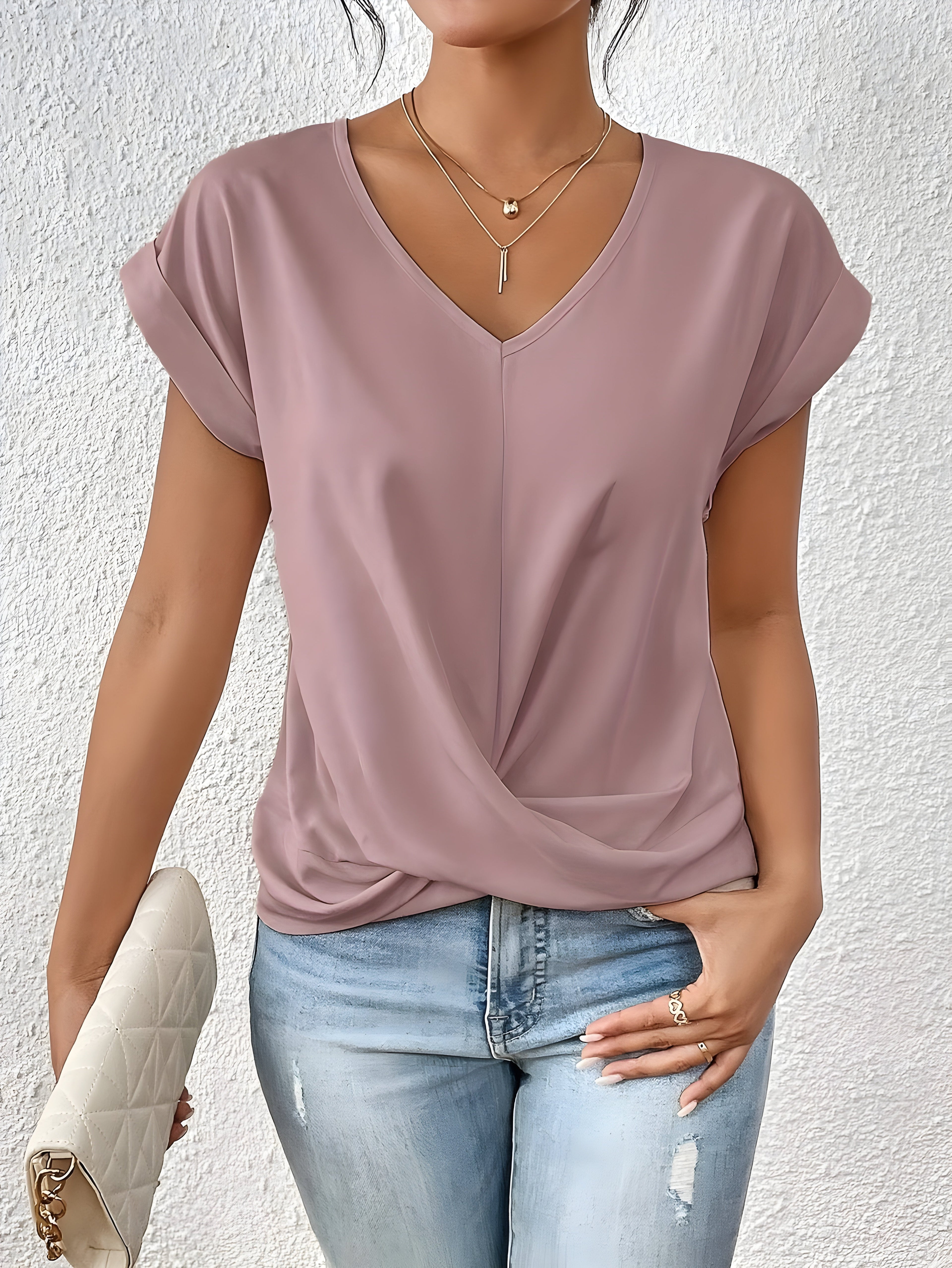 Maia Collection | Women's Top with Twist Front V-Neck Design for Going Out 0