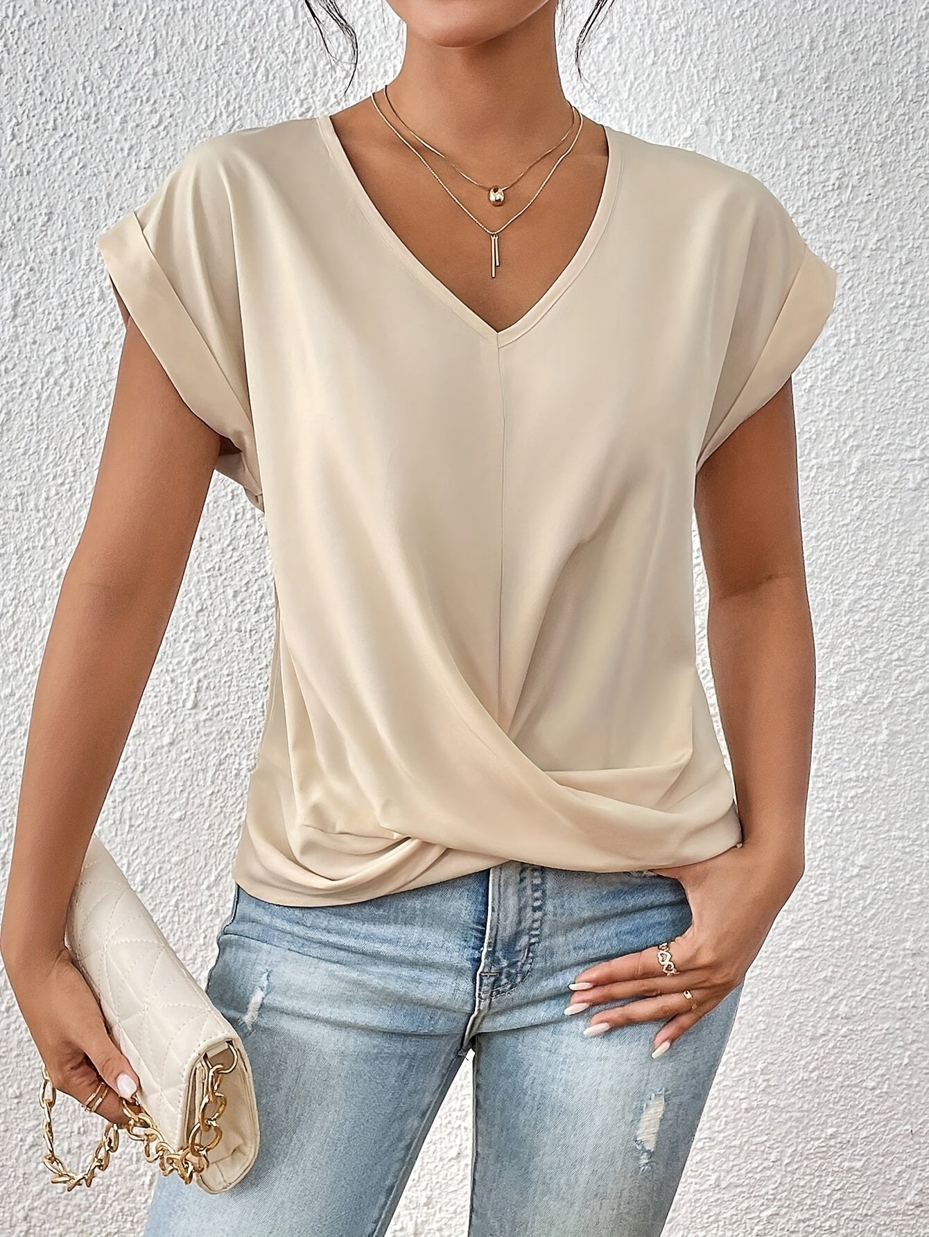 Maia Collection | Women's Top with Twist Front V-Neck Design for Going Out 7