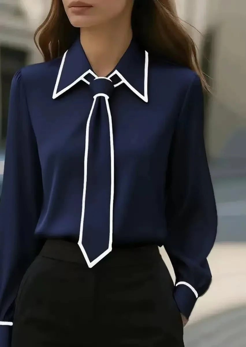 Maison Collection | Contrast Tie Blouse with Oversized Collar & Detachable Tie 4
