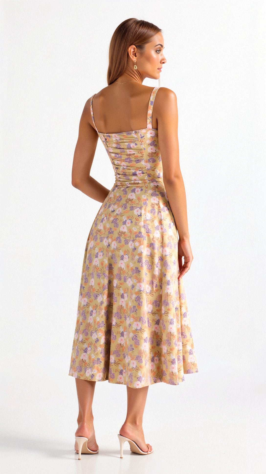 Margaret Collection | White Midi Dress with Corset Detail & Flattering Fit 1