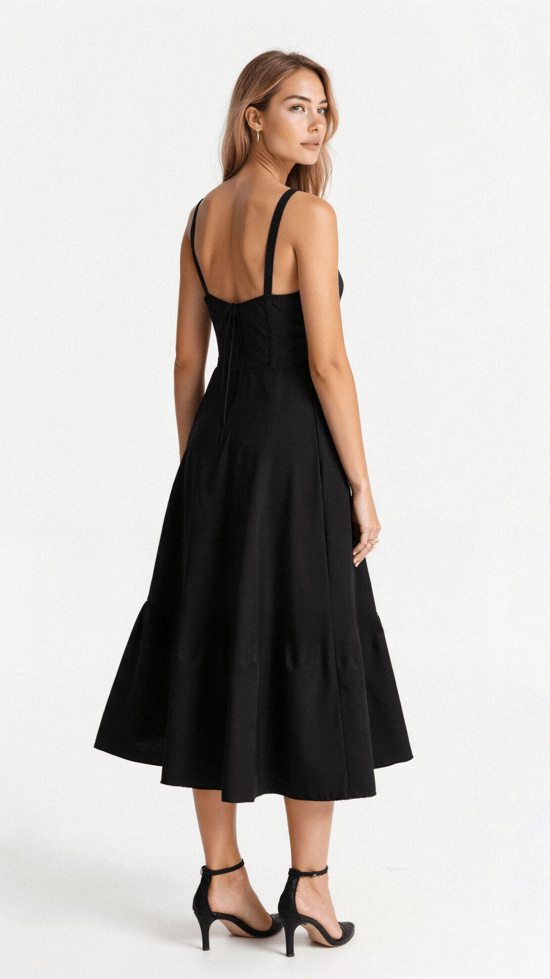 Margaret Collection | White Midi Dress with Corset Detail & Flattering Fit 3
