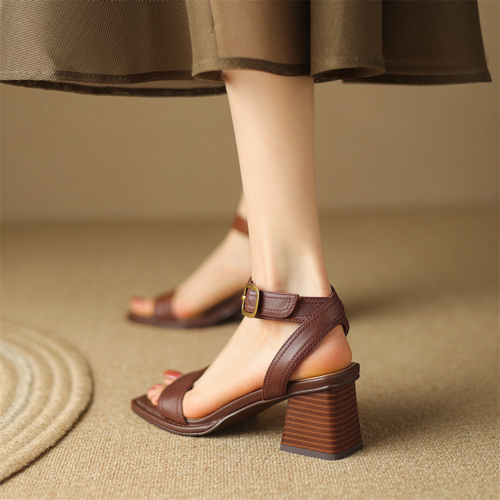 Mason | Stylish Genuine Leather Sandal Heels 0