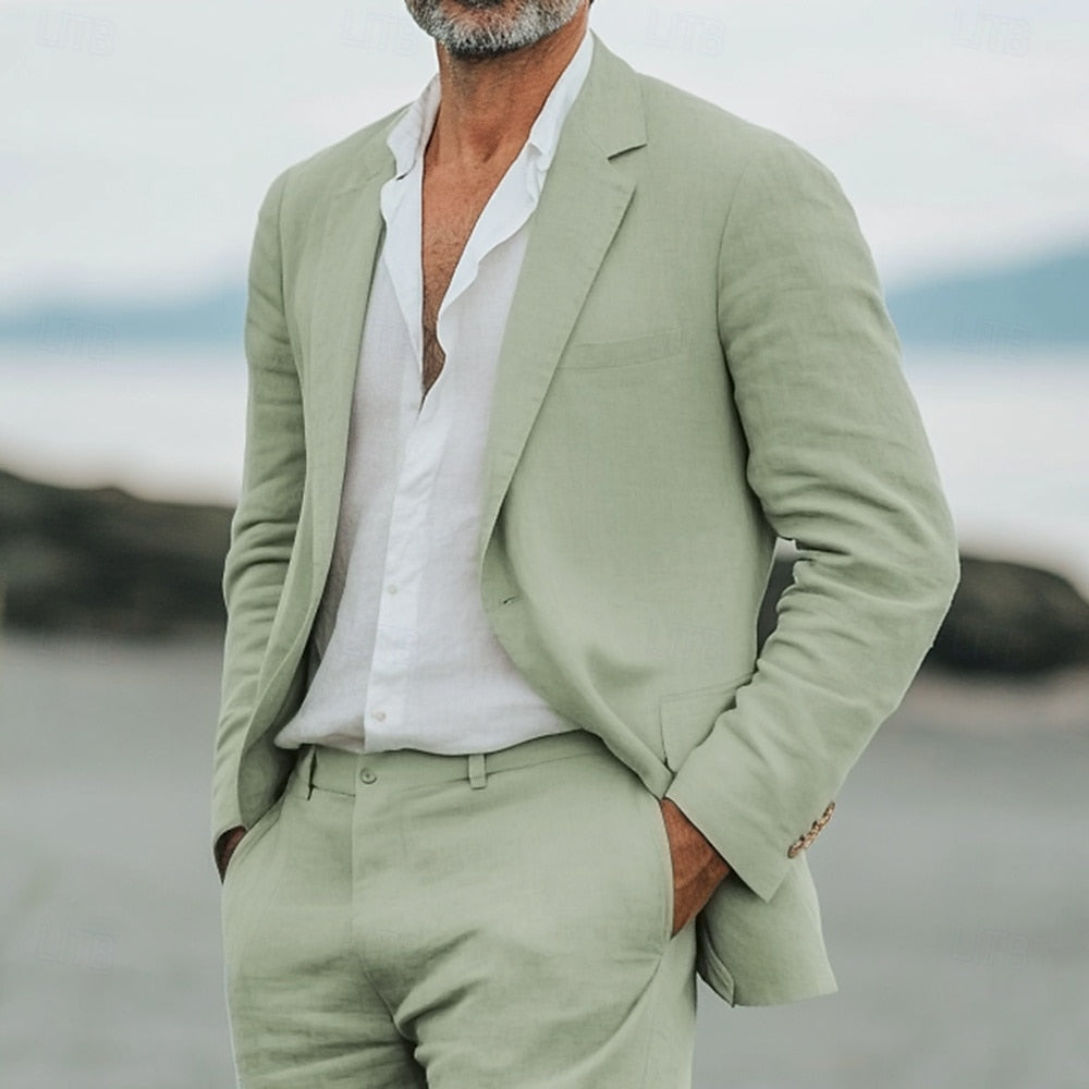 Men's Linen Suit | Lightweight Blazer & Trousers for Summer Weddings 0