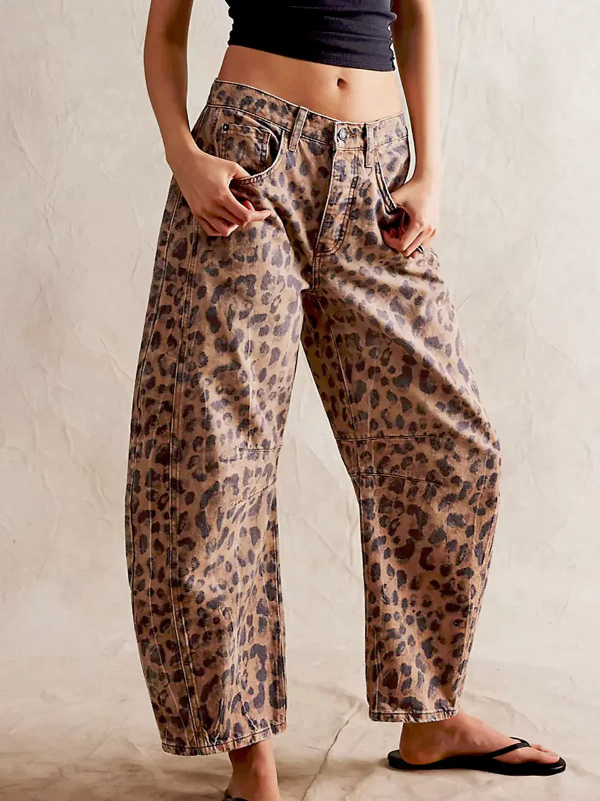 Mia | Bold Leopard Print Wide Leg Jeans for Women 0