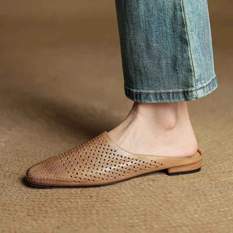 Mia | Chic Cushioned Leather Mules Shoes 0