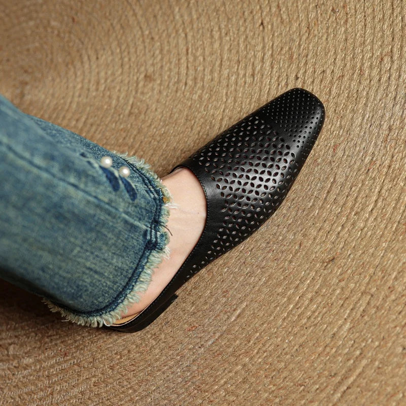 Mia | Chic Cushioned Leather Mules Shoes 9