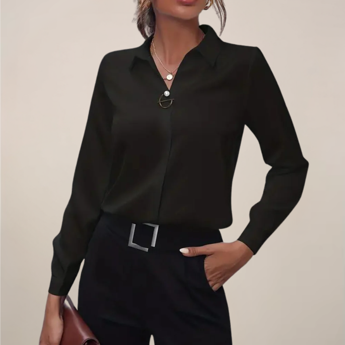 Mia | Chic Elegant Long Sleeve Blouse with Collar 0