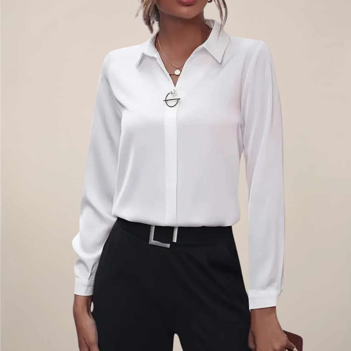 Mia | Chic Elegant Long Sleeve Blouse with Collar 1