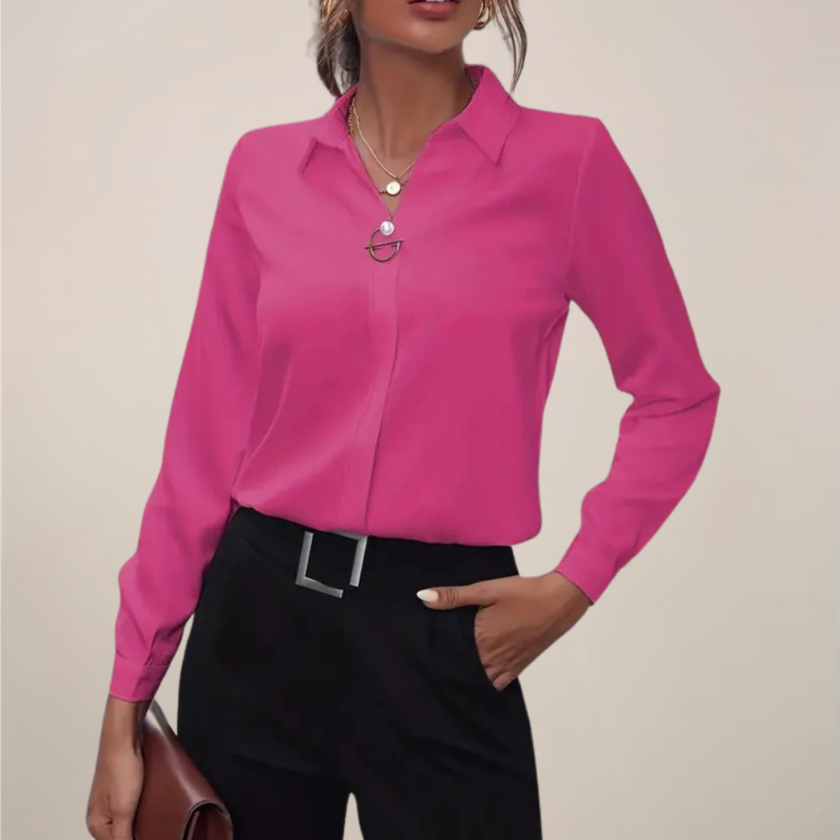 Mia | Chic Elegant Long Sleeve Blouse with Collar 4