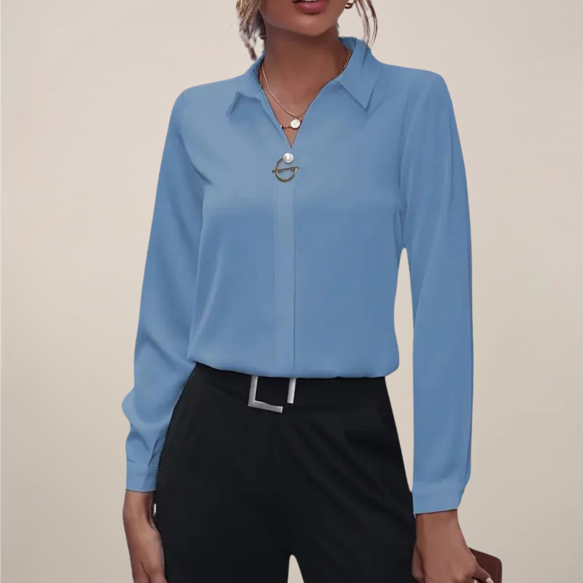 Mia | Chic Elegant Long Sleeve Blouse with Collar 5