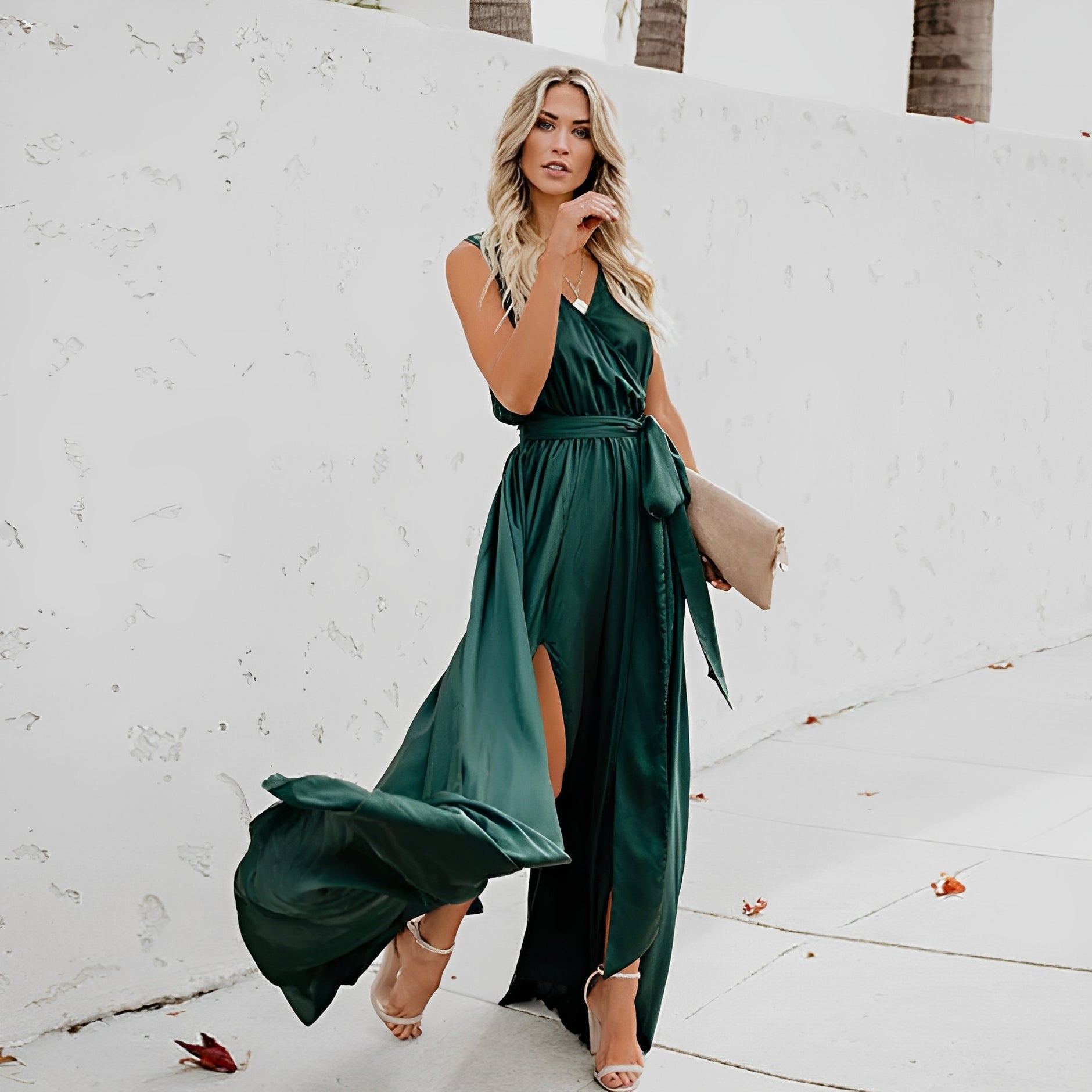 Mia | Elegant Black Maxi Dress with Thigh Slit 2