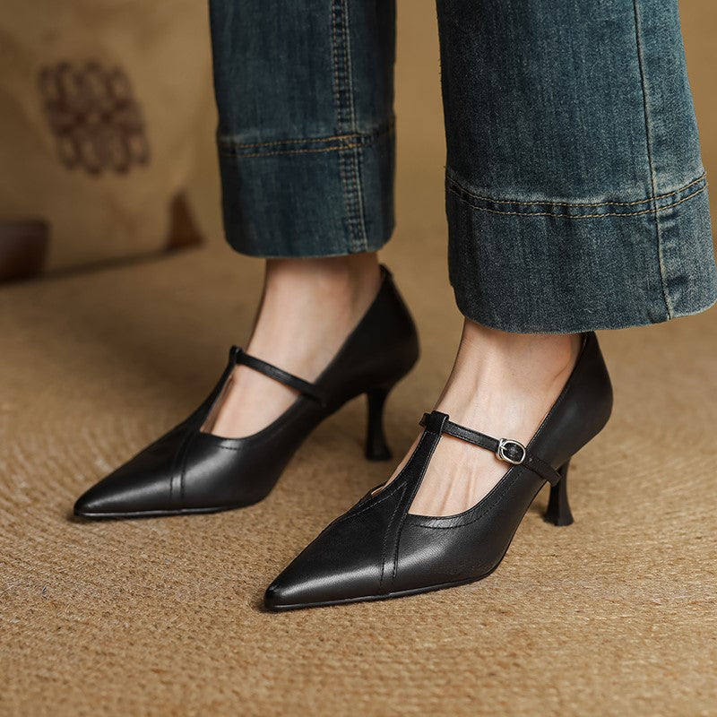 Mia | Elegant Cushioned Leather Heels 2