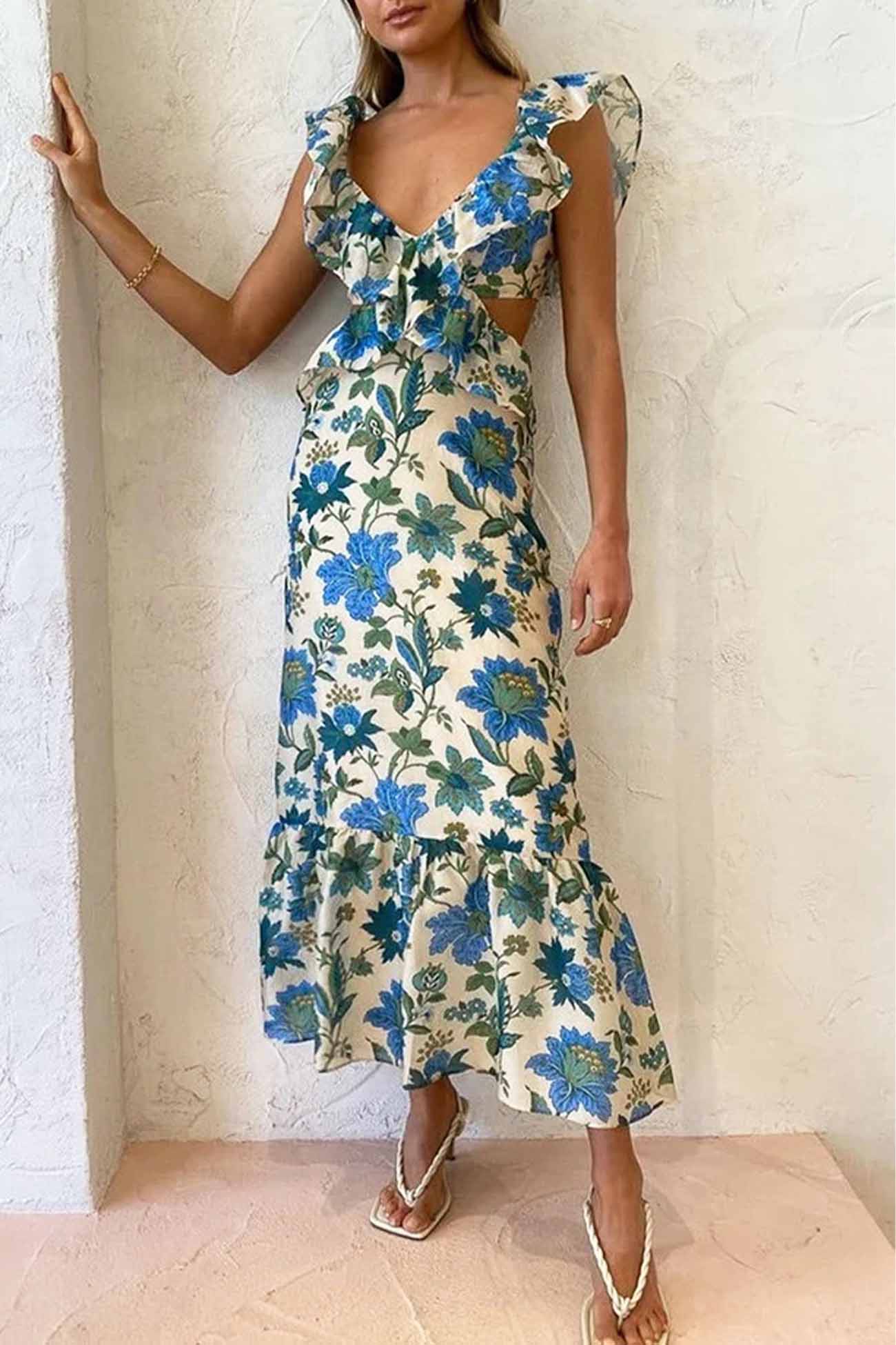 Mia | Elegant Floral Ruffle Maxi Dress 4