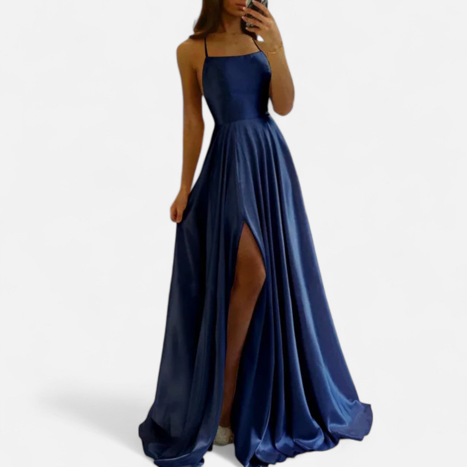 Mia | Elegant Flowing Satin Maxi Dress With Side Slit 0