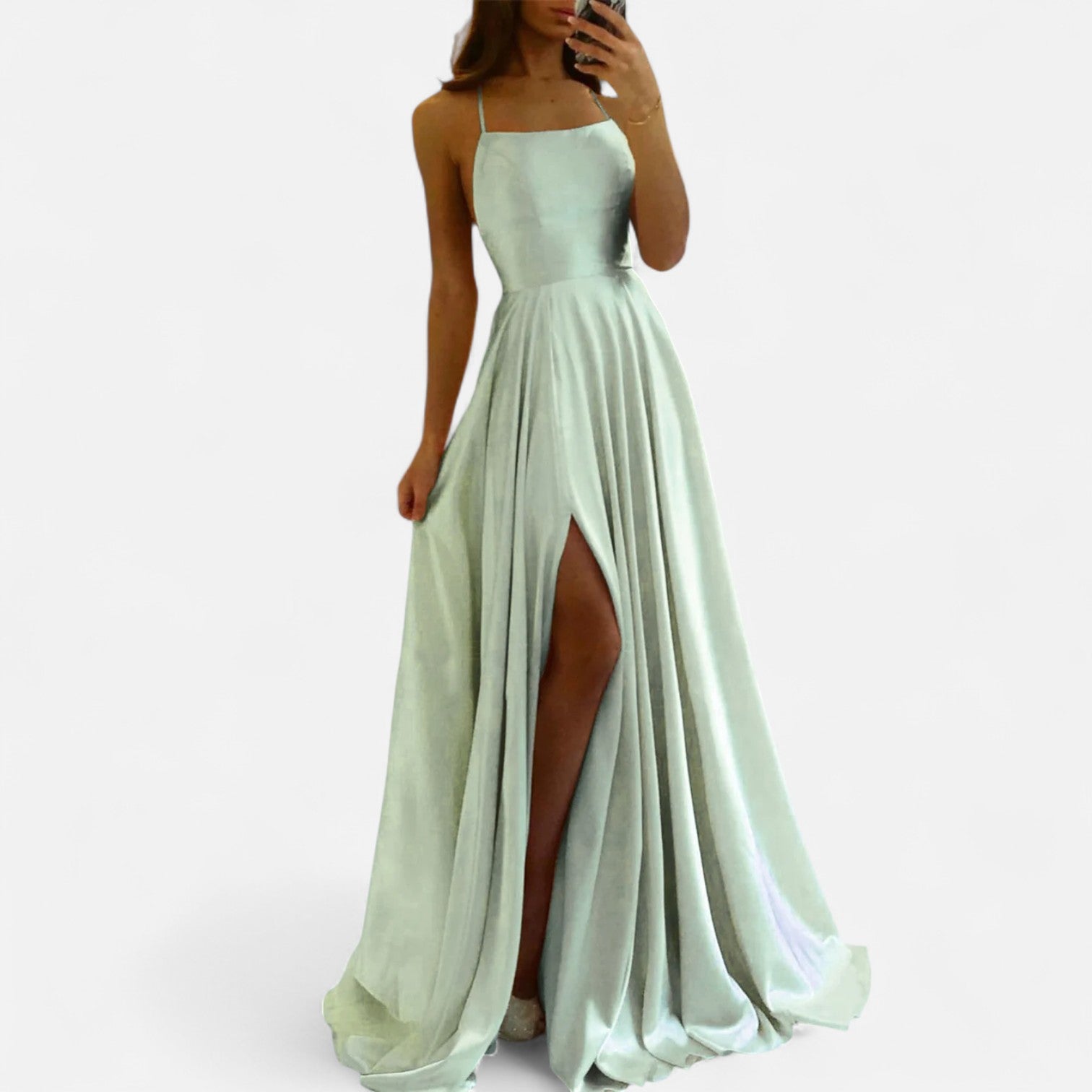 Mia | Elegant Flowing Satin Maxi Dress With Side Slit 1