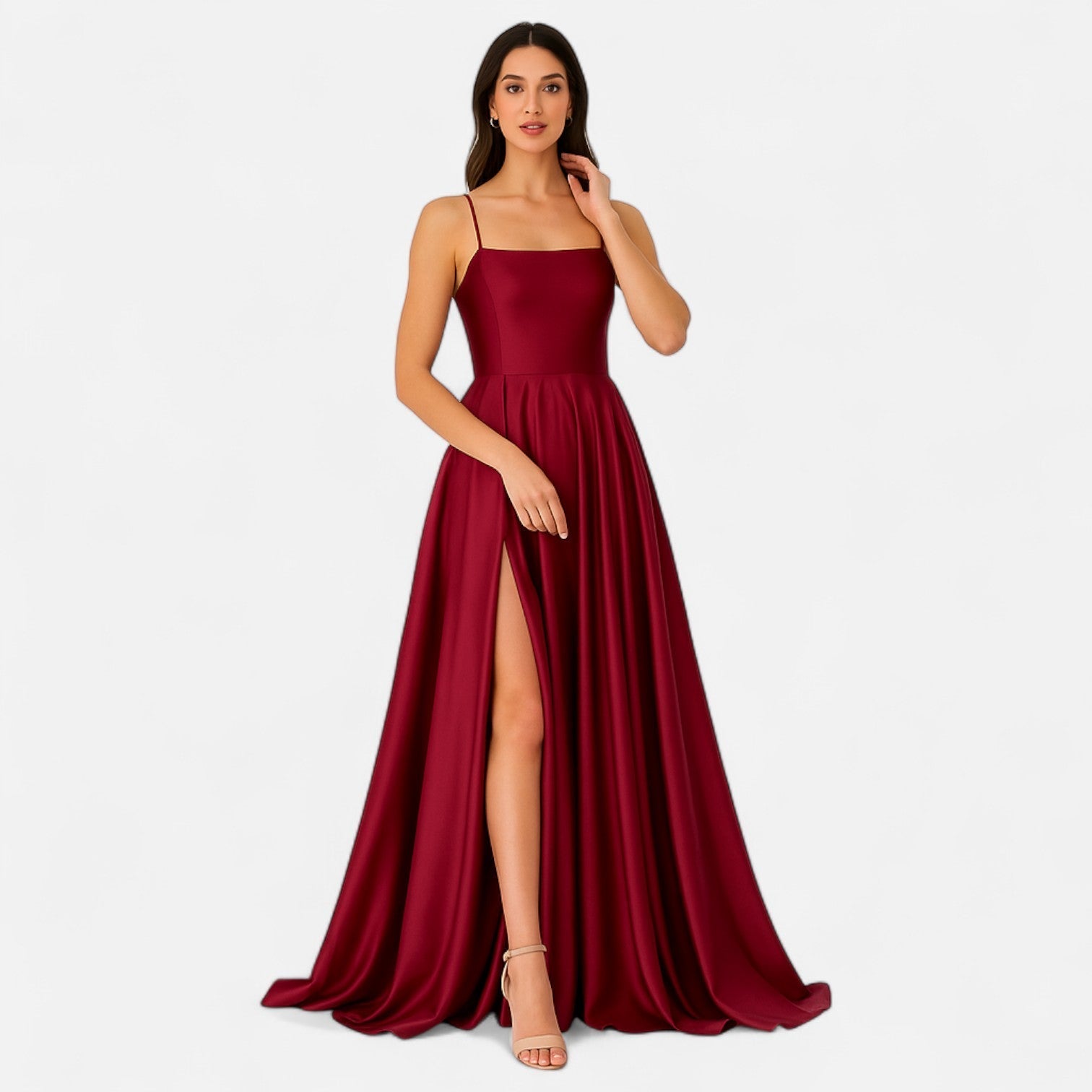 Mia | Elegant Flowing Satin Maxi Dress With Side Slit 3