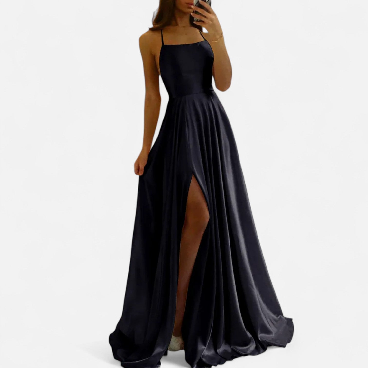 Mia | Elegant Flowing Satin Maxi Dress With Side Slit 5