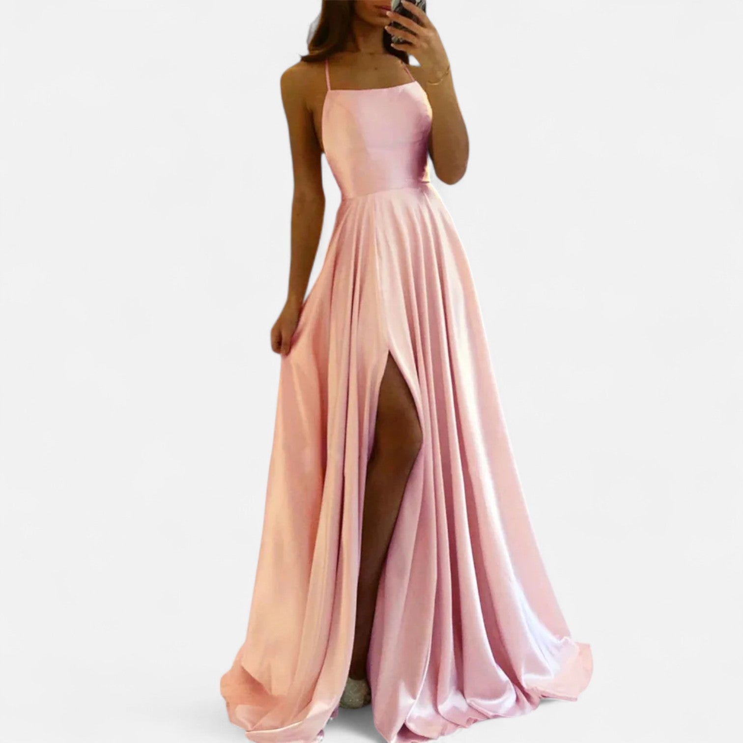 Mia | Elegant Flowing Satin Maxi Dress With Side Slit 6