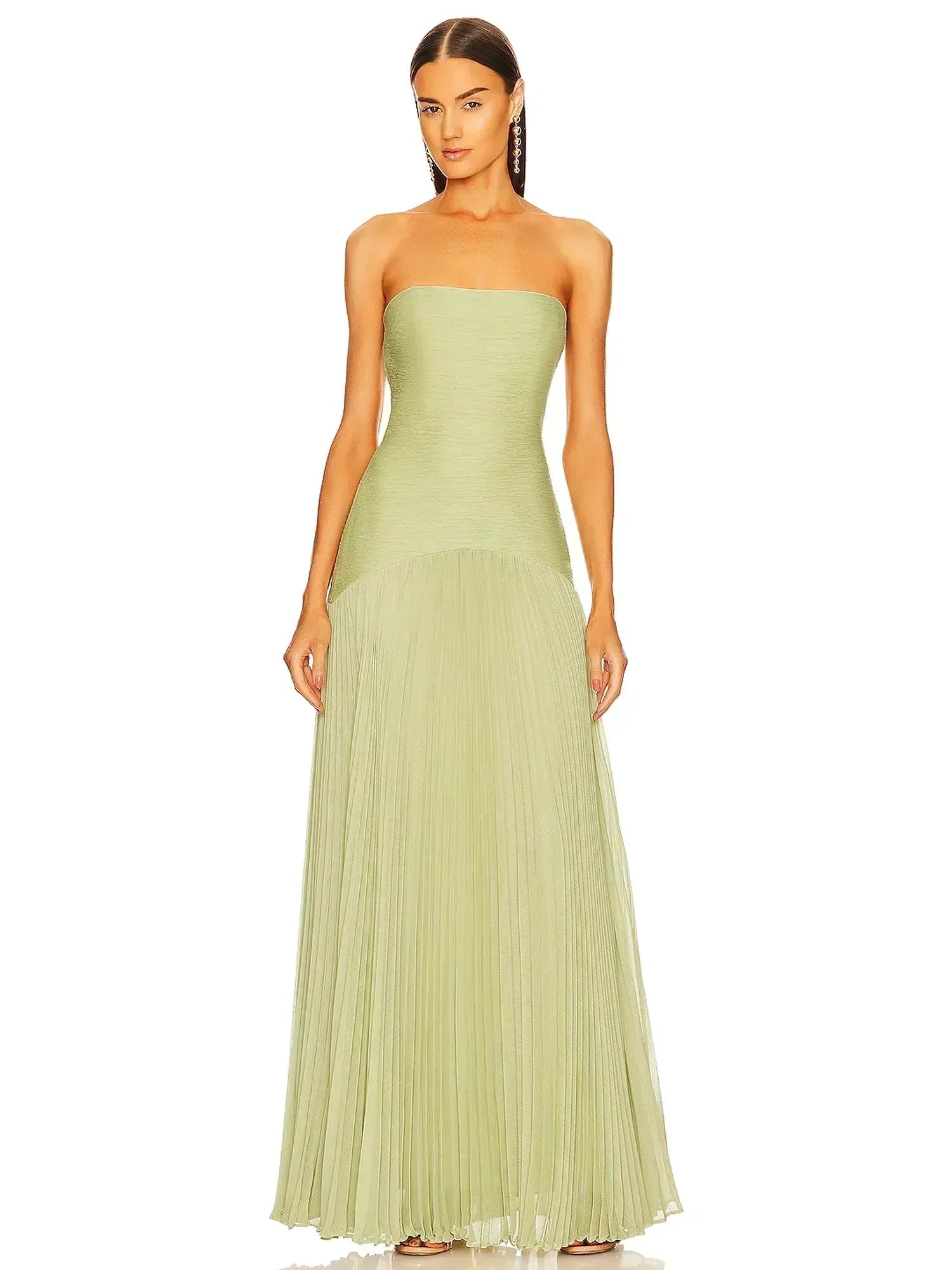 Mia | Elegant Strapless Pleated Maxi Dress for Wedding Guests 0