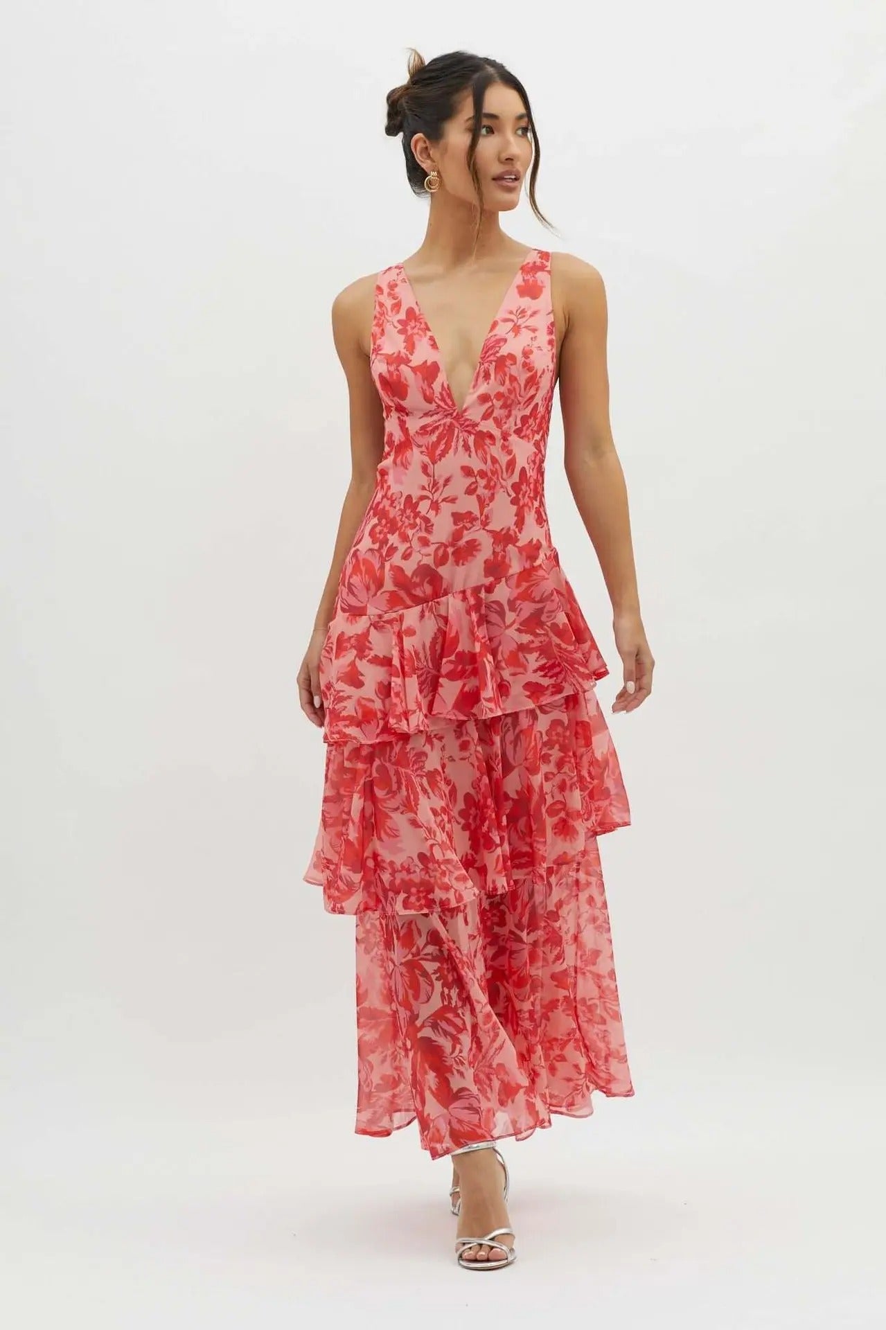 Mia | Elegant Tiered Maxi Dress for Women in Turquoise and Sapphire 11