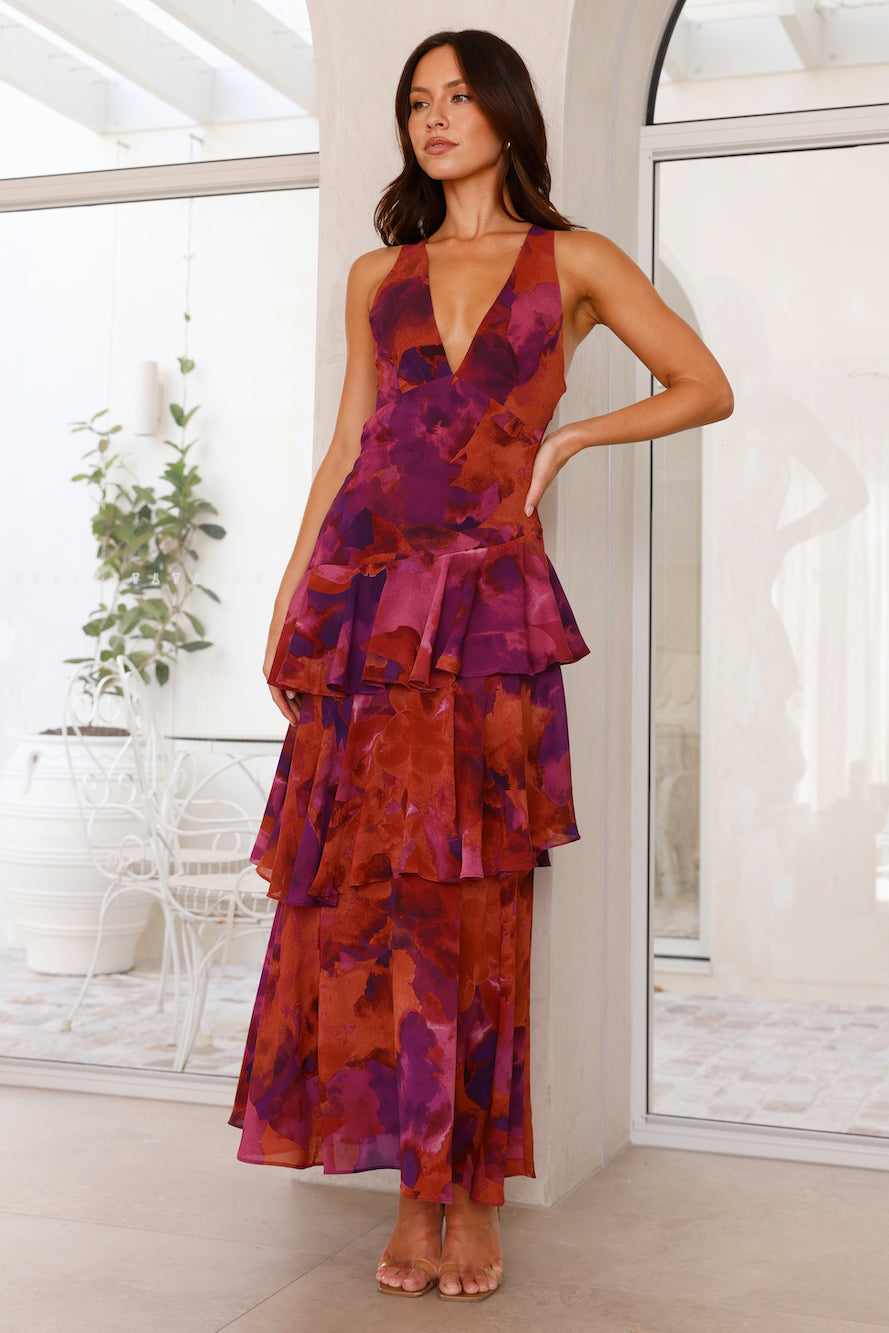 Mia | Elegant Tiered Maxi Dress for Women in Turquoise and Sapphire 6