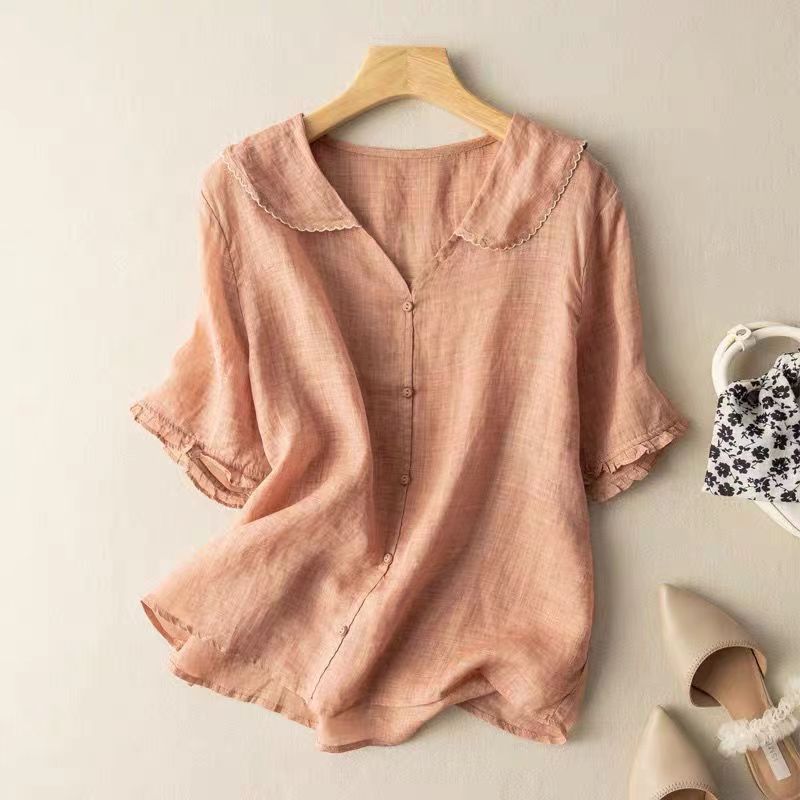 Mia | Elegant White Vintage Blouse with Scalloped Collar 1