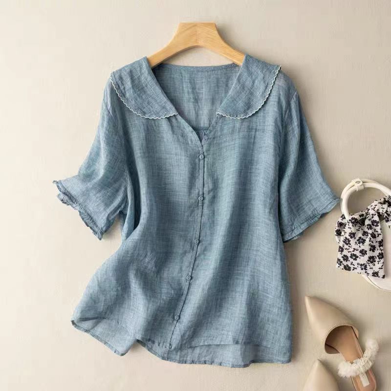 Mia | Elegant White Vintage Blouse with Scalloped Collar 2